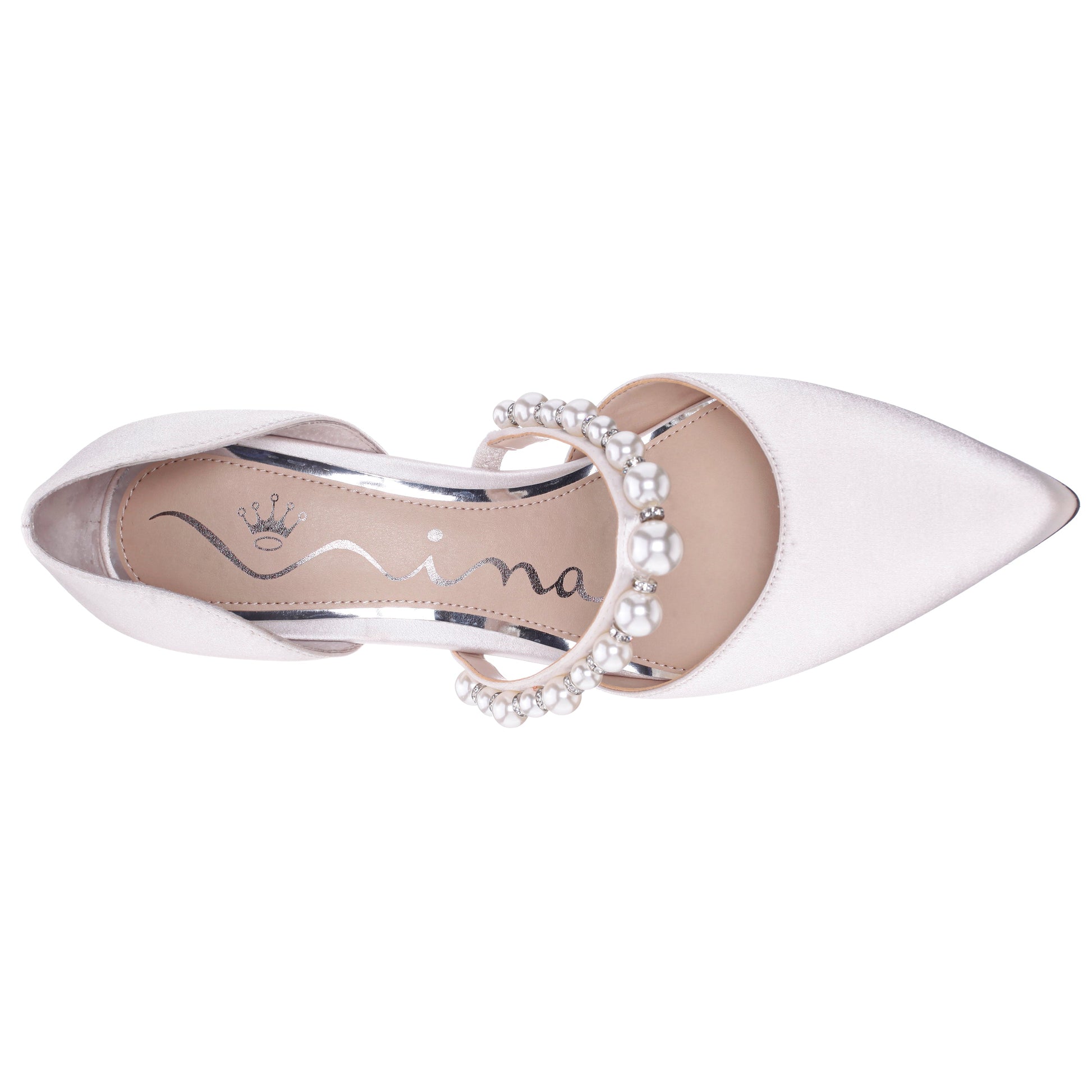 Nina Shoes Blair White Satin Mid-Heel Pumps