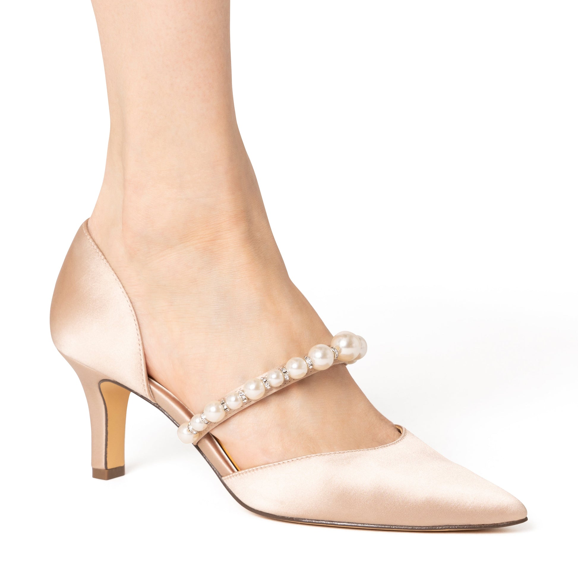 Nina Shoes Blair Pearl Rose Satin Mid-Heel Pumps