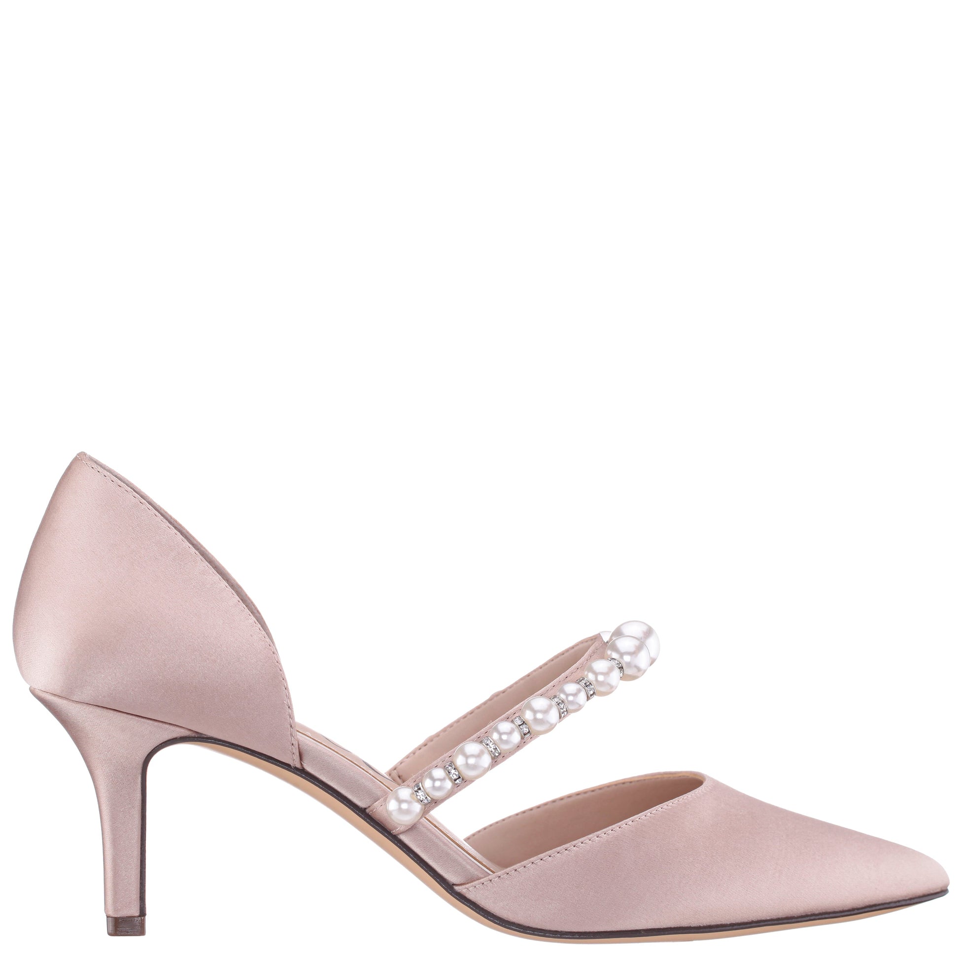 Nina Shoes Blair Pearl Rose Satin Mid-Heel Pumps