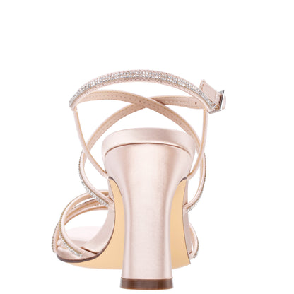 Nina Shoes Anna Pearl Rose Satin Mid-Heel Sandals