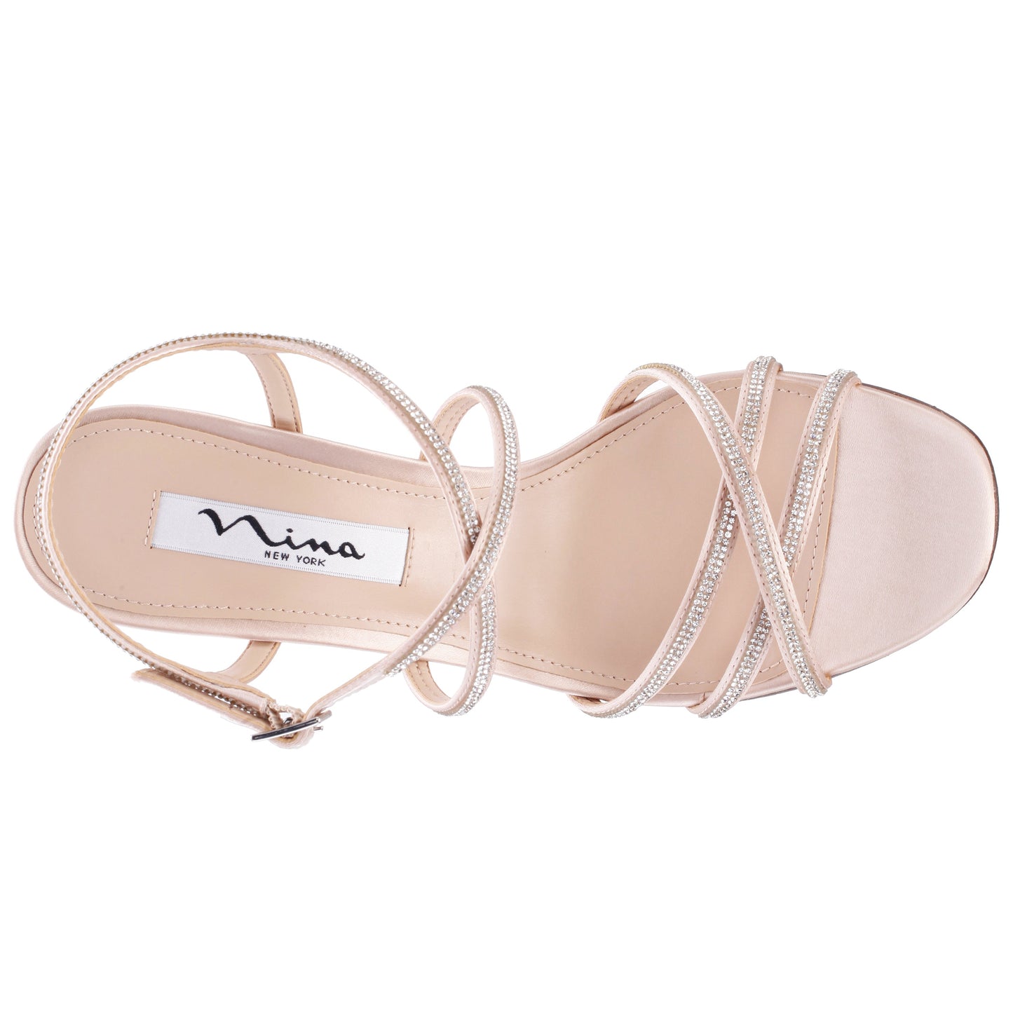 Nina Shoes Anna Pearl Rose Satin Mid-Heel Sandals