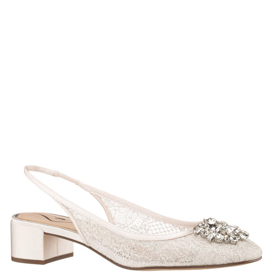 Nina Shoes Klara White Sling Back Low-Heel Flats