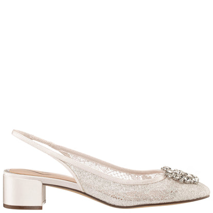 Nina Shoes Klara White Sling Back Low-Heel Flats