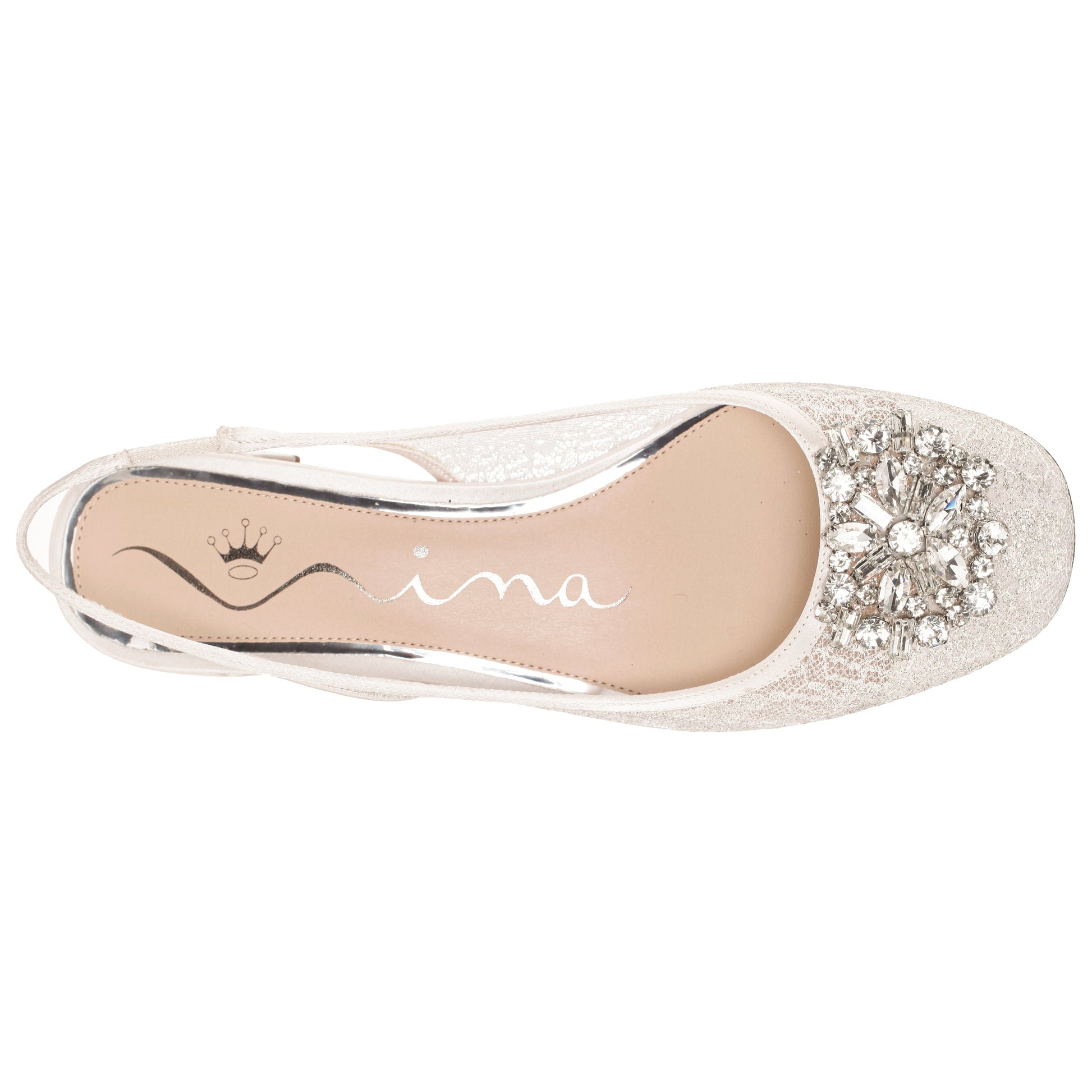 Nina Shoes Klara White Sling Back Low-Heel Flats