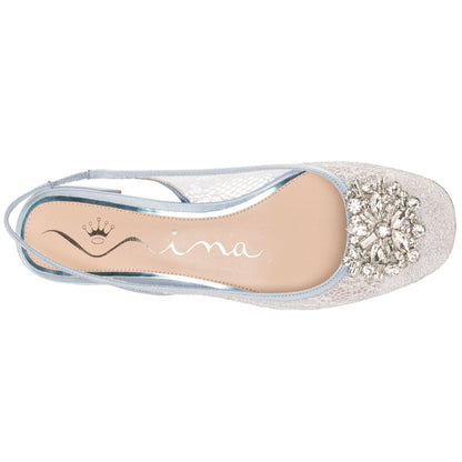 Nina Shoes Klara Blue Sling Back Low-Heel Flats