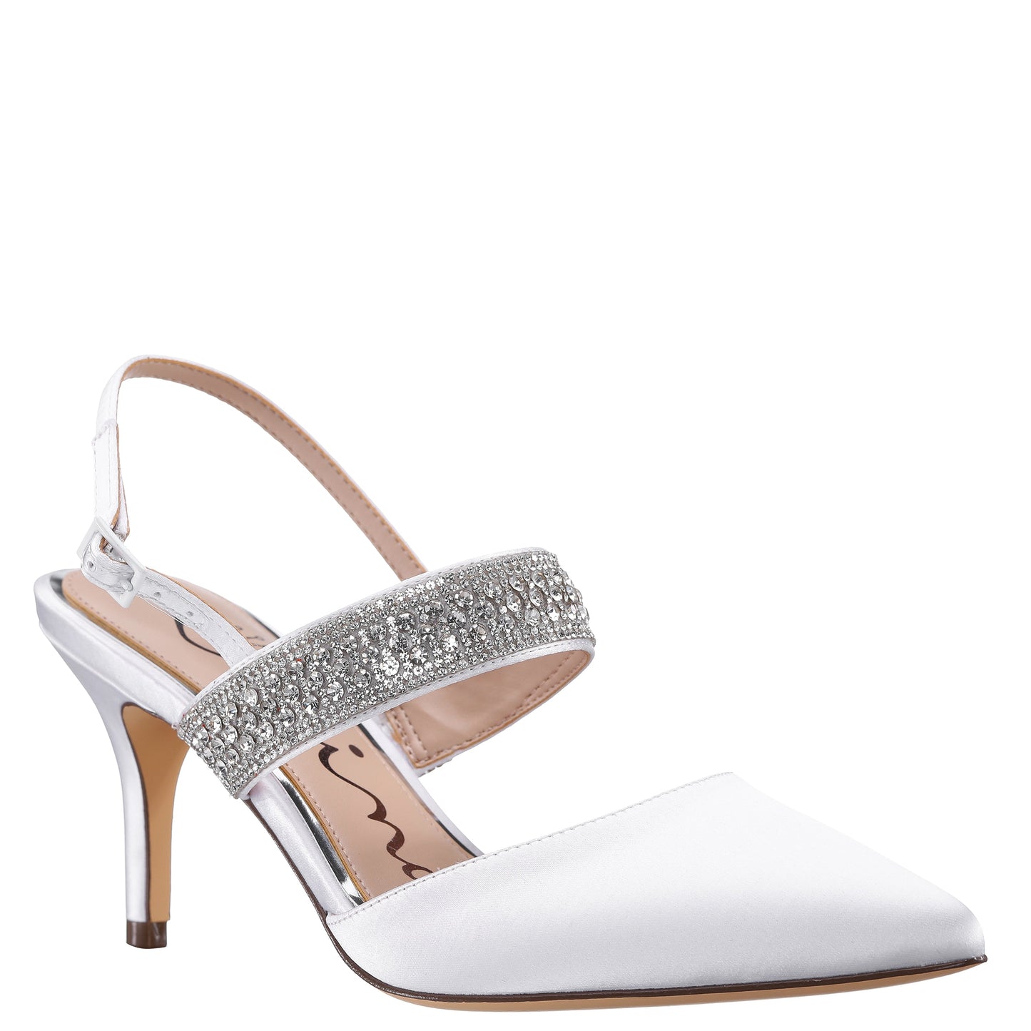Nina Shoes Trista White Sling Back Mid-Heel Pumps