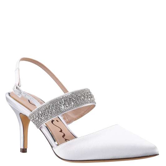 Nina Shoes Trista White Sling Back Mid-Heel Pumps