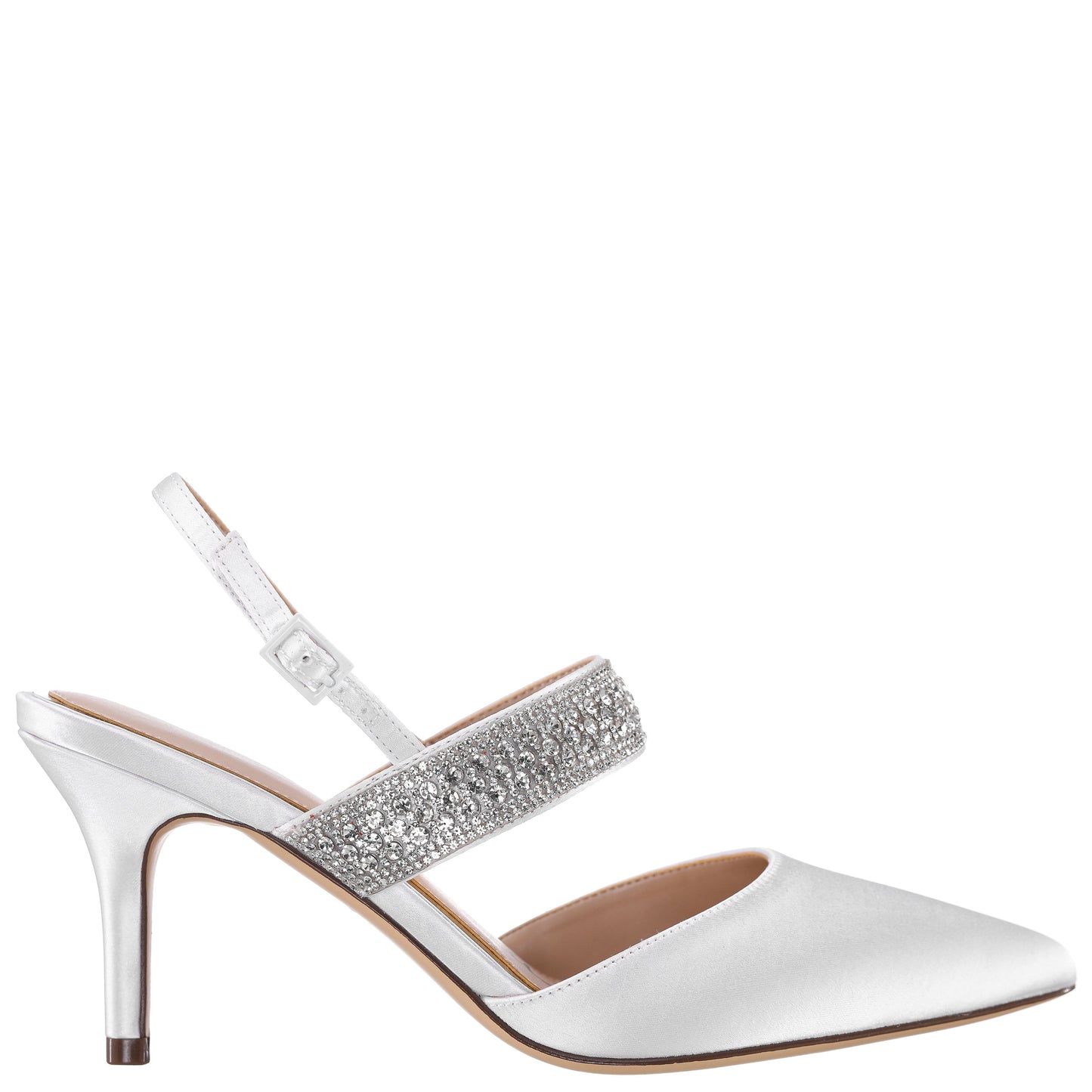 Nina Shoes Trista White Sling Back Mid-Heel Pumps