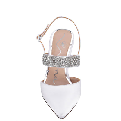 Nina Shoes Trista White Sling Back Mid-Heel Pumps