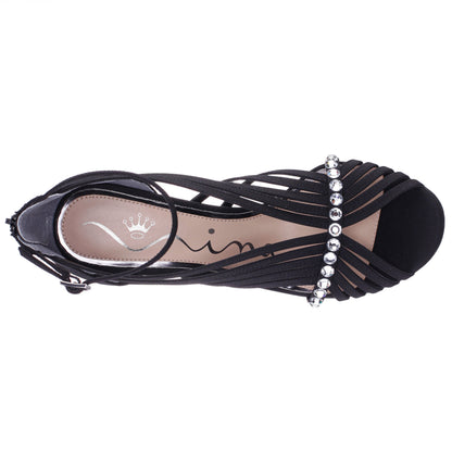Nina Shoes Dani Black Satin High-Heel Sandal