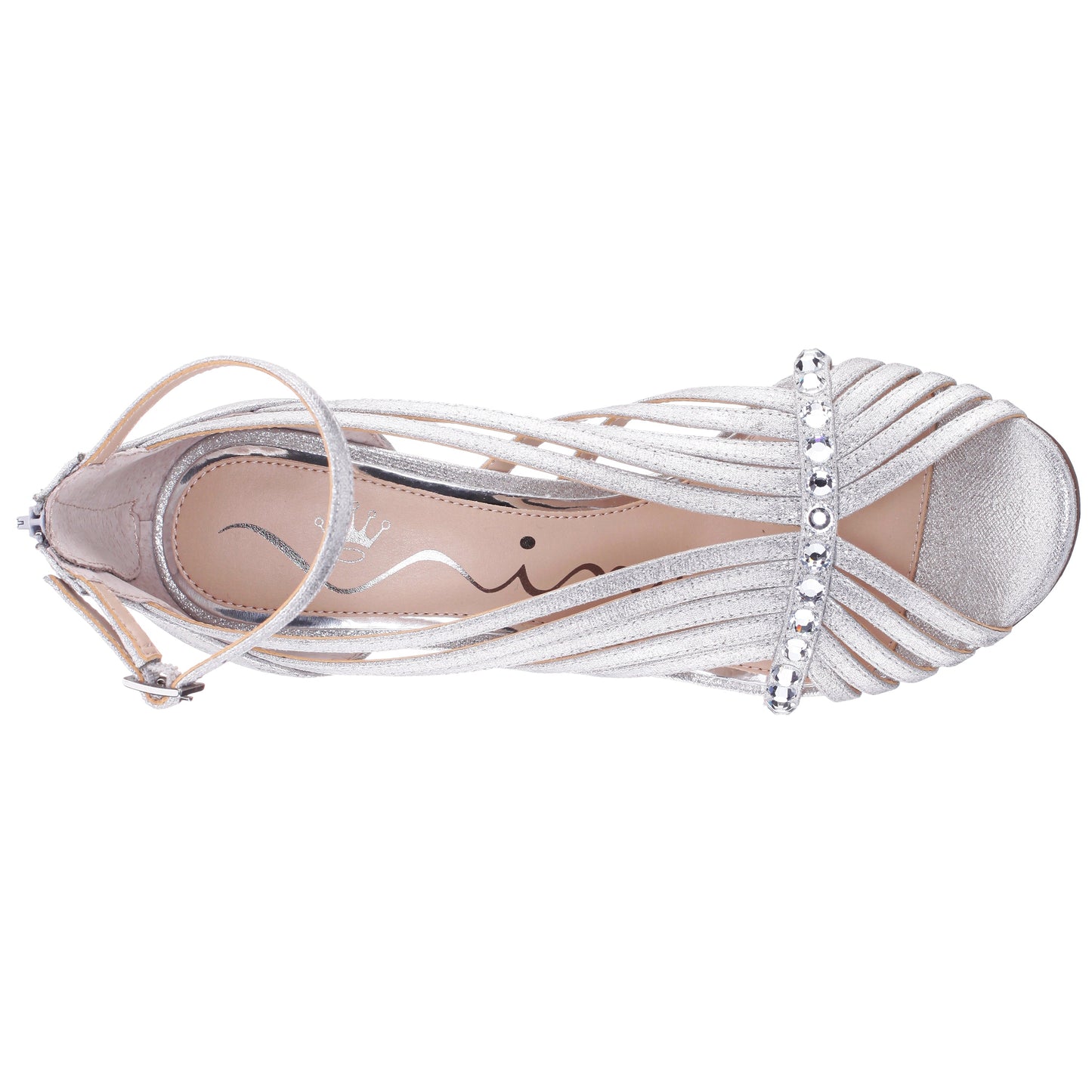 Nina Shoes Dani Silver Shimmer Metallic High-Heel Sandal