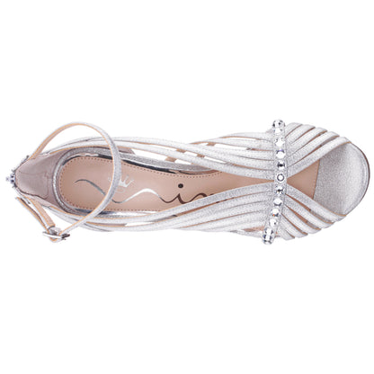 Nina Shoes Dani Silver Shimmer Metallic High-Heel Sandal
