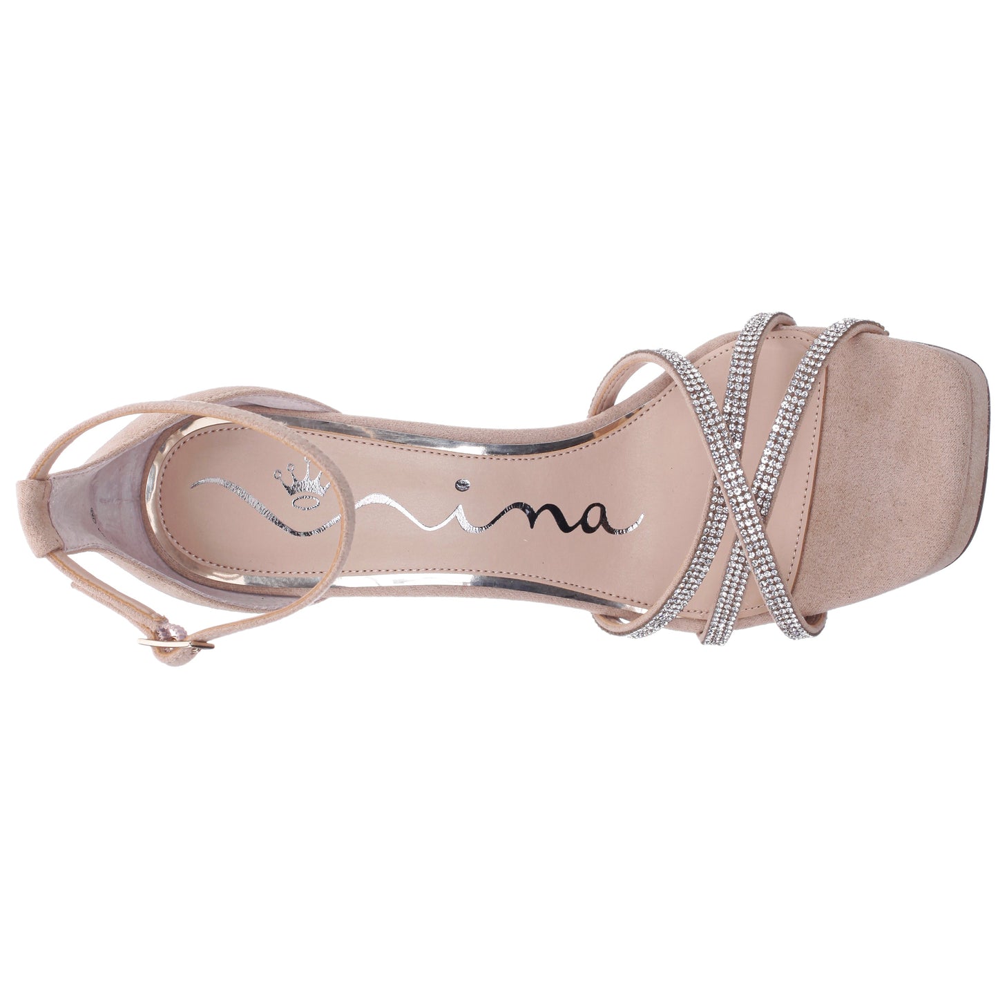Nina Shoes Evana Beige Glam Suede Ankle Strap High-Heel Platform Sandal