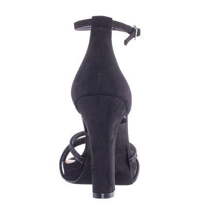 Nina Shoes Evana Black Glam Suede Ankle Strap High-Heel Platform Sandal