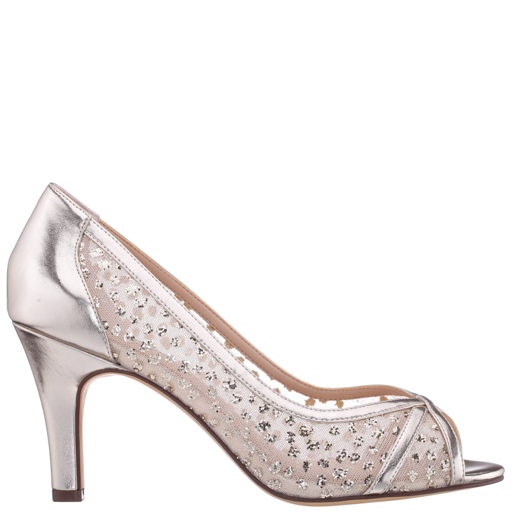 Nina Shoes Flavia Gold Metallic Mid-Heel Peep Toe Pump