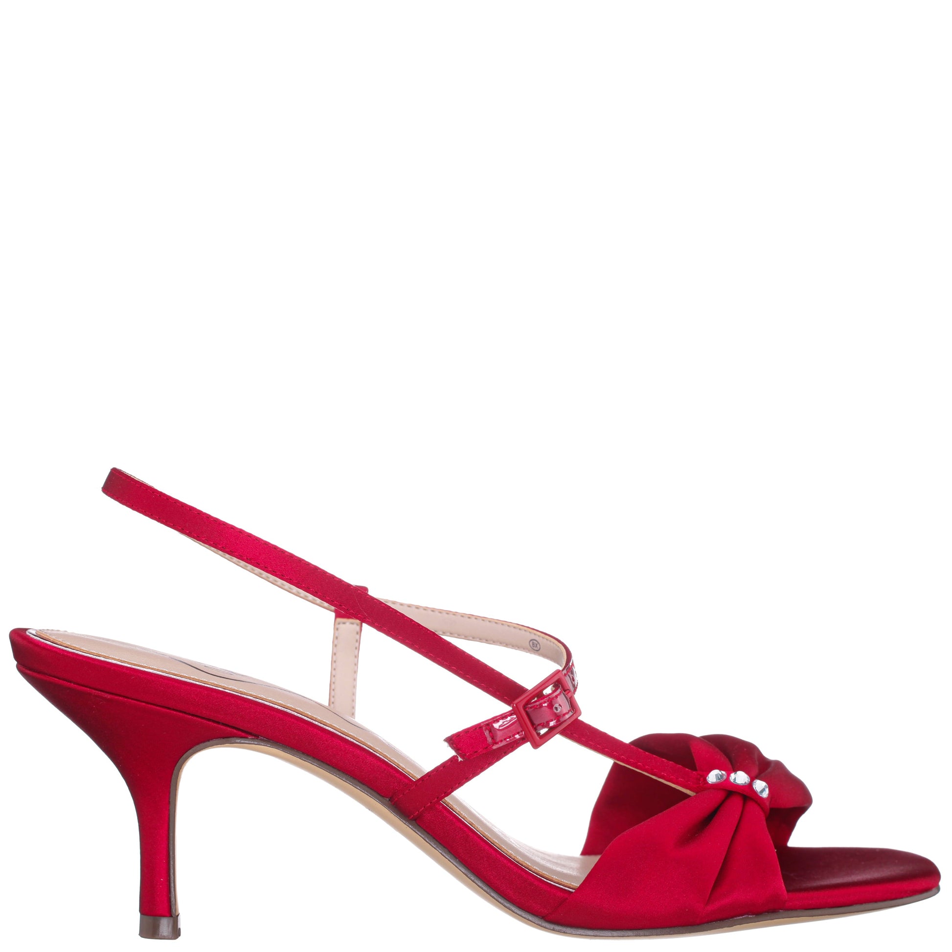 Nina Shoes Brigida Red Rouge Satin Mid-Heel Sandal