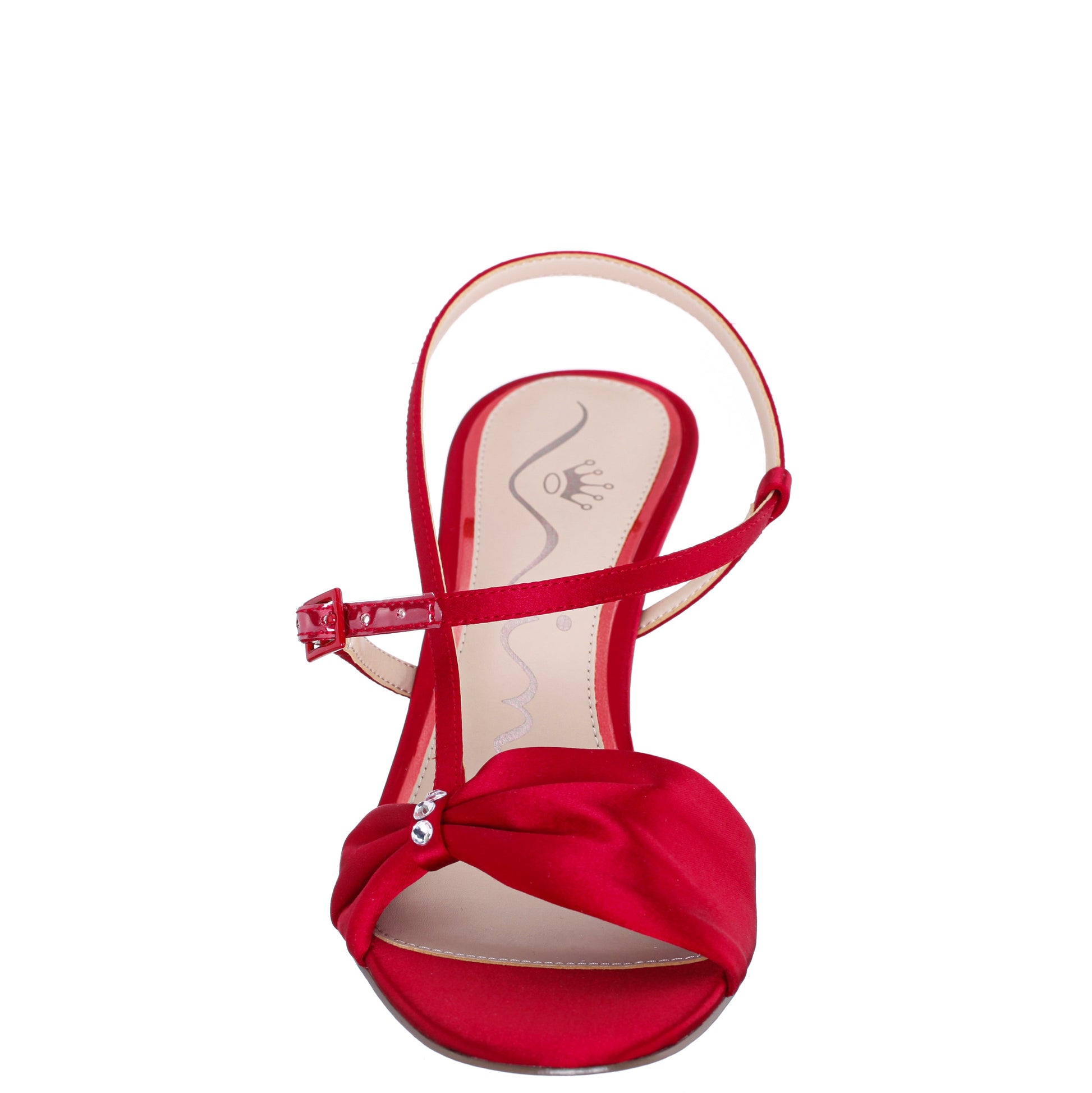 Nina Shoes Brigida Red Rouge Satin Mid-Heel Sandal