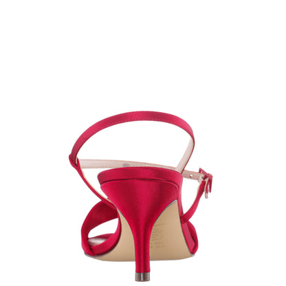Nina Shoes Brigida Red Rouge Satin Mid-Heel Sandal