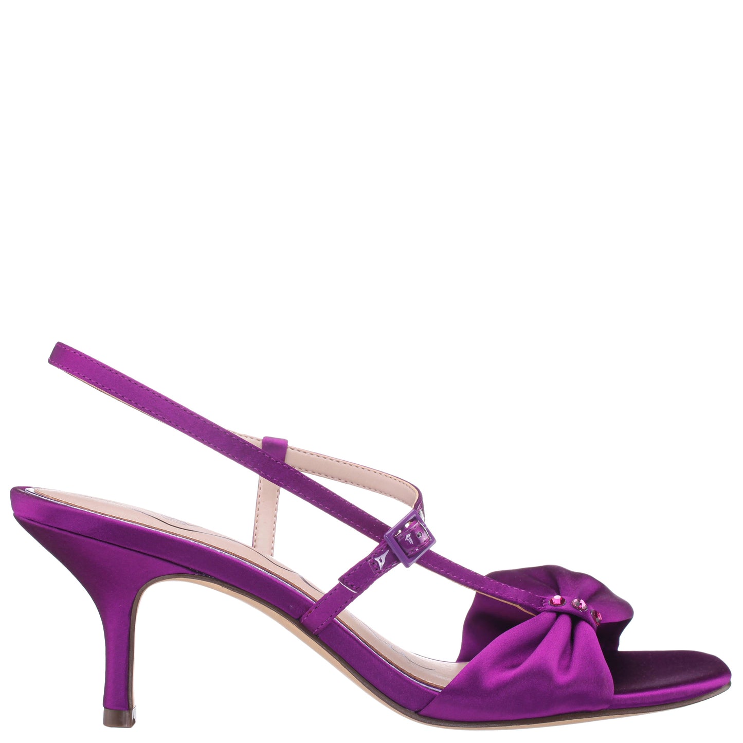 Nina Shoes Brigida Purple Satin Mid-Heel Sandal