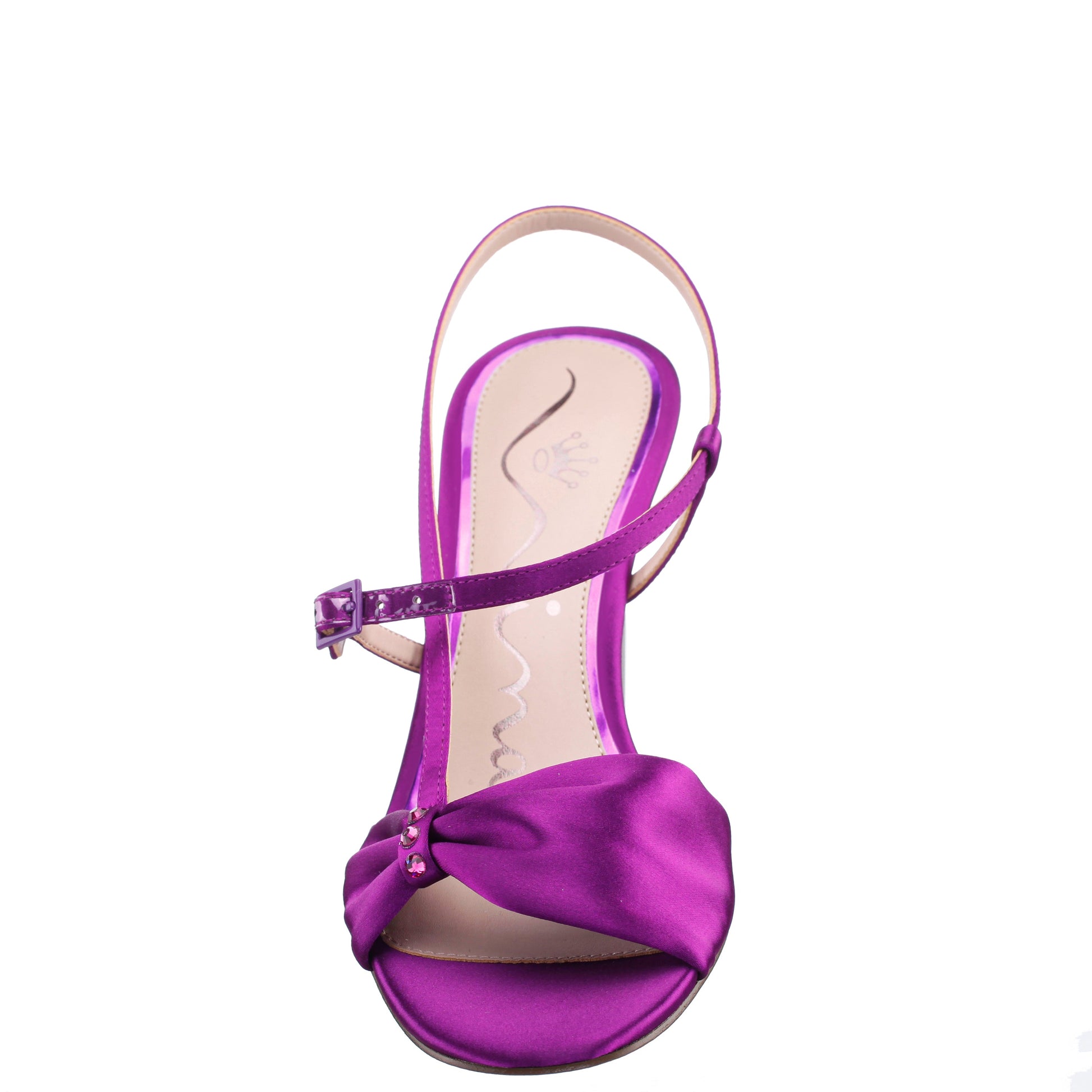 Nina Shoes Brigida Purple Satin Mid-Heel Sandal