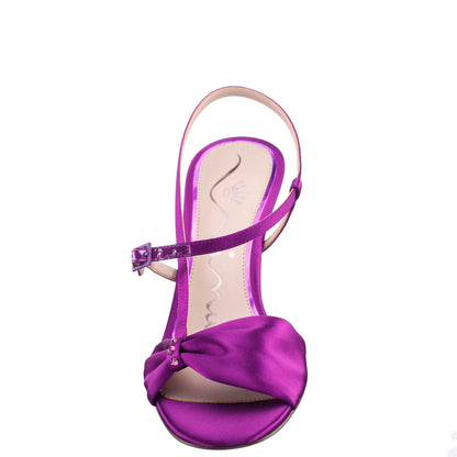 Nina Shoes Brigida Purple Satin Mid-Heel Sandal