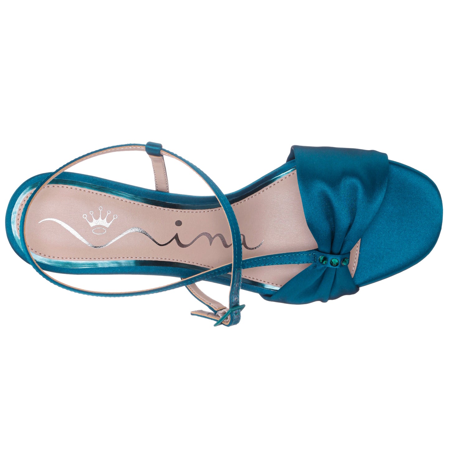Nina Shoes Brigida Blue Satin Mid-Heel Sandal