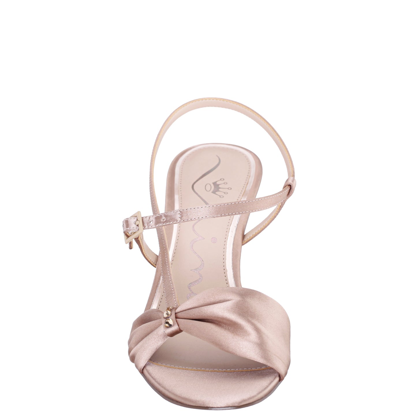 Nina Shoes Brigida Brown Satin Mid-Heel Sandal