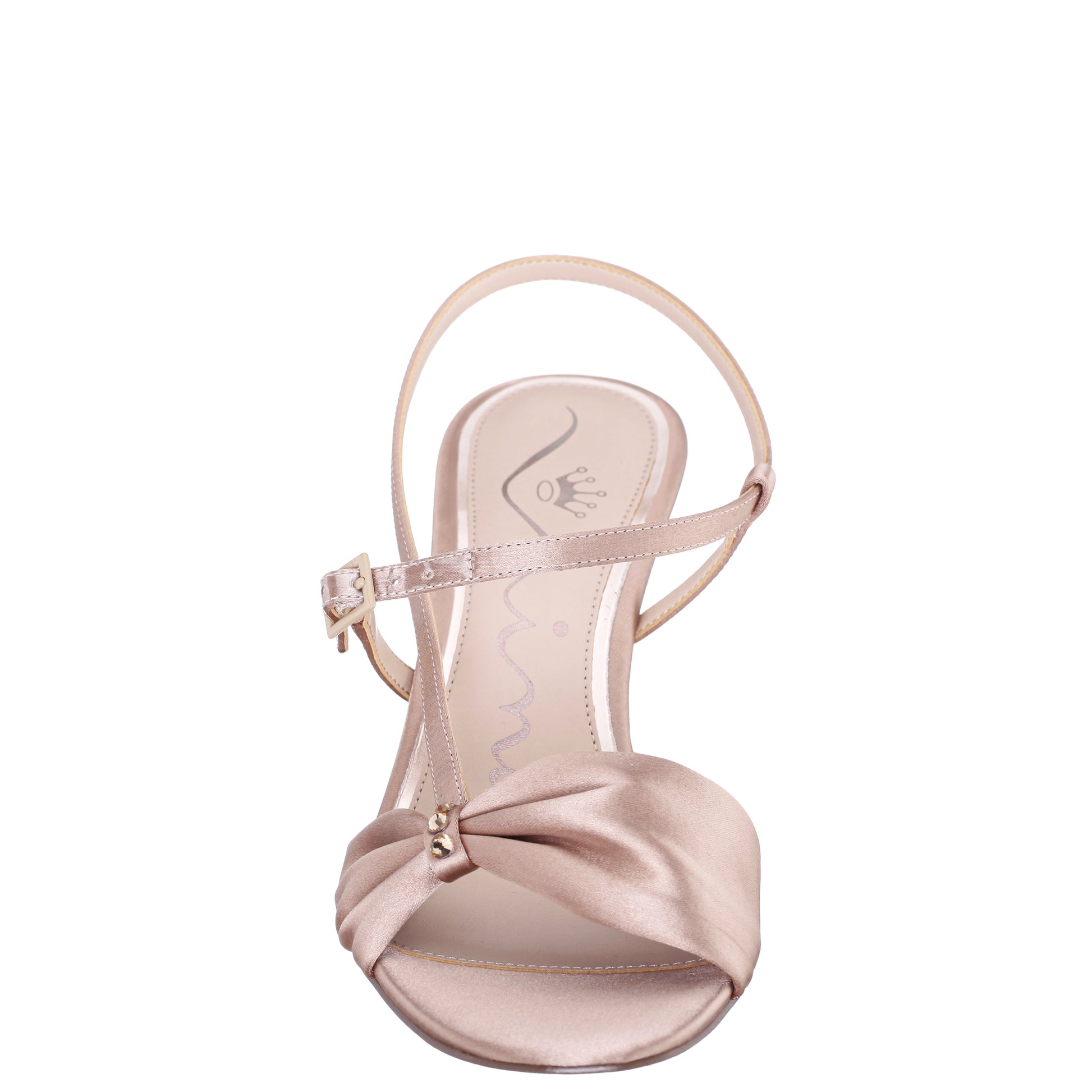 Nina Shoes Brigida Brown Satin Mid-Heel Sandal