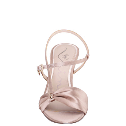 Nina Shoes Brigida Brown Satin Mid-Heel Sandal