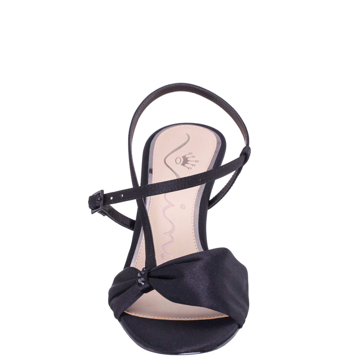 Nina Shoes Brigida Black Satin Mid-Heel Sandal