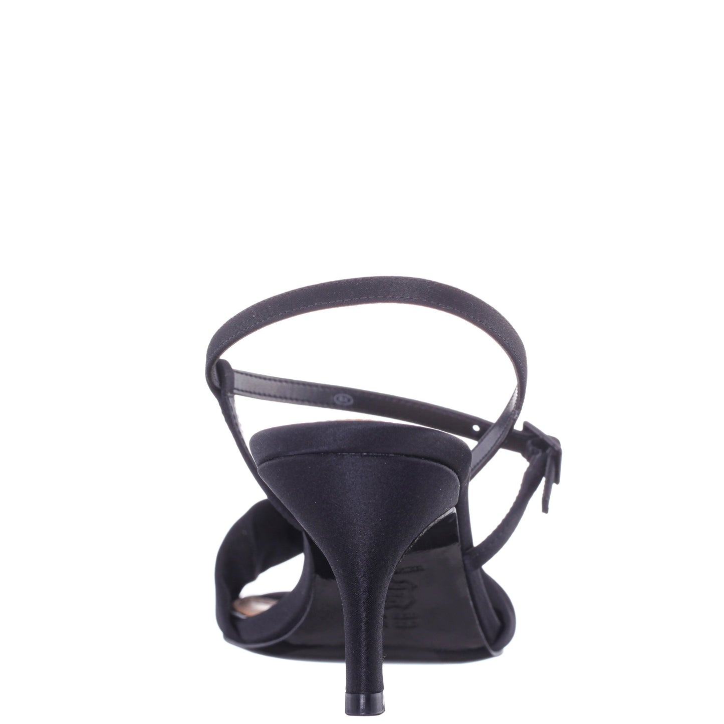 Nina Shoes Brigida Black Satin Mid-Heel Sandal