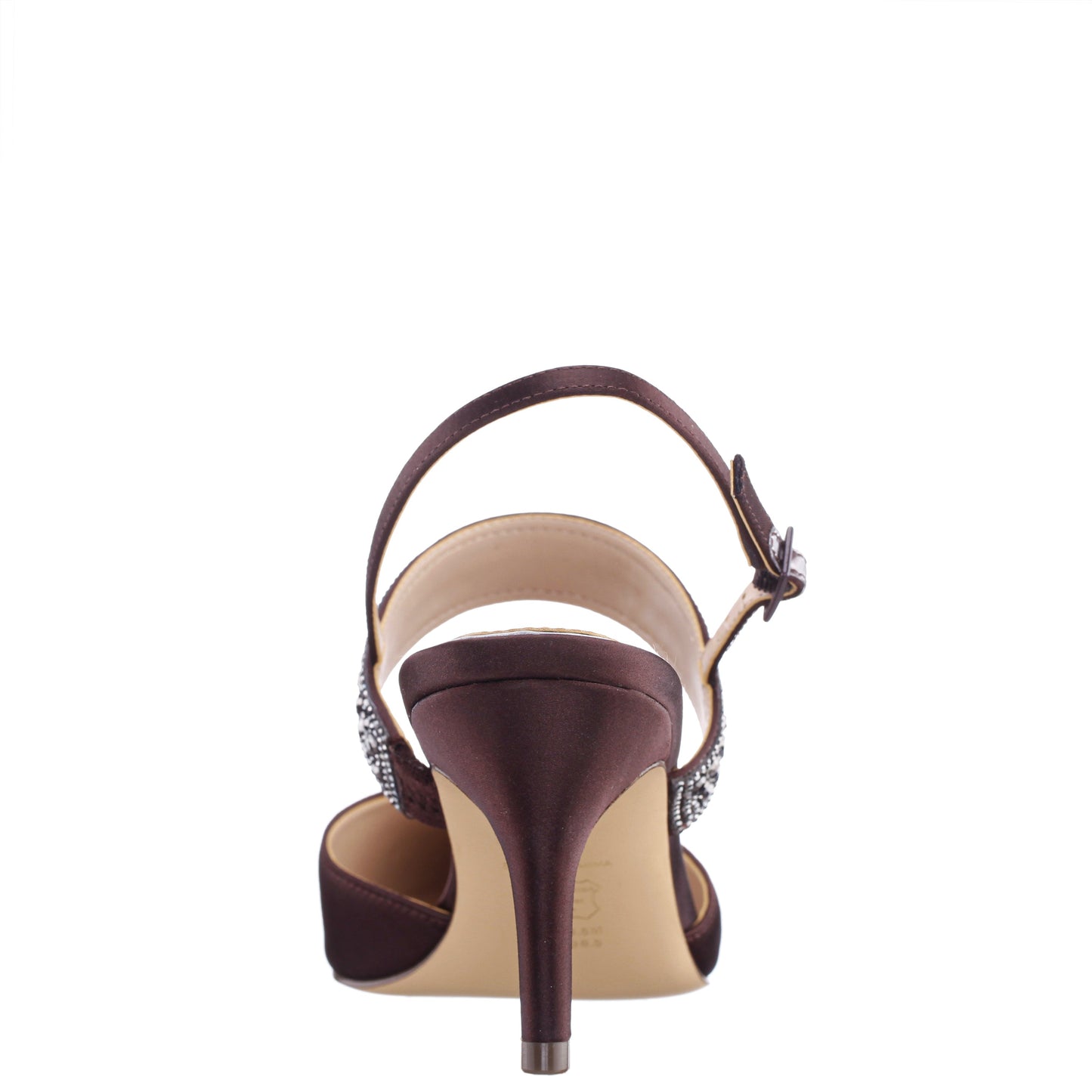 Nina Shoes Trista Brown Satin Sling Back Mid-Heel Pumps
