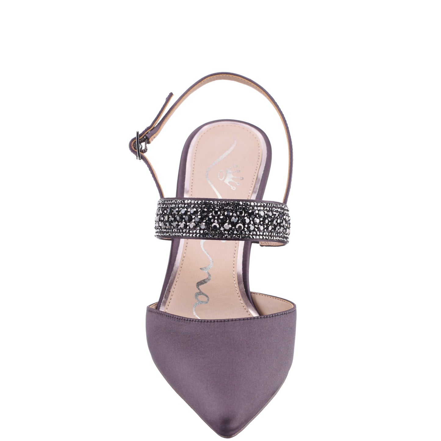 Nina Shoes Trista Grey Satin Sling Back Mid-Heel Pumps