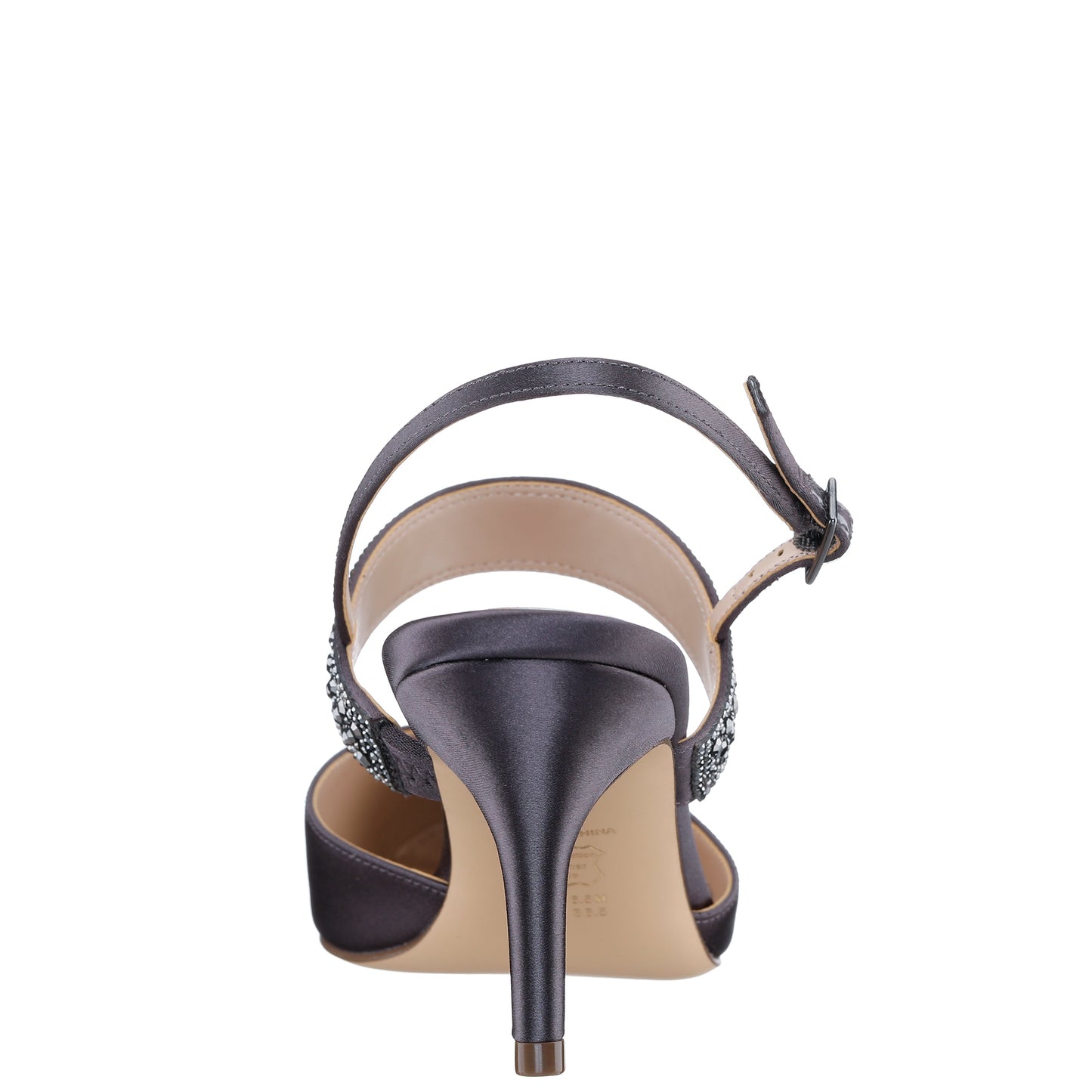 Nina Shoes Trista Grey Satin Sling Back Mid-Heel Pumps