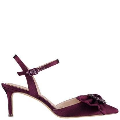 Nina Shoes Naomia Red Satin Mid-Heel Pump