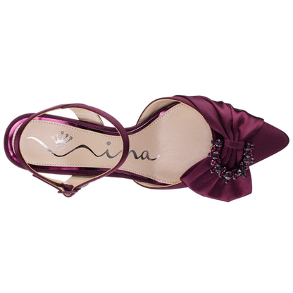 Nina Shoes Naomia Red Satin Mid-Heel Pump