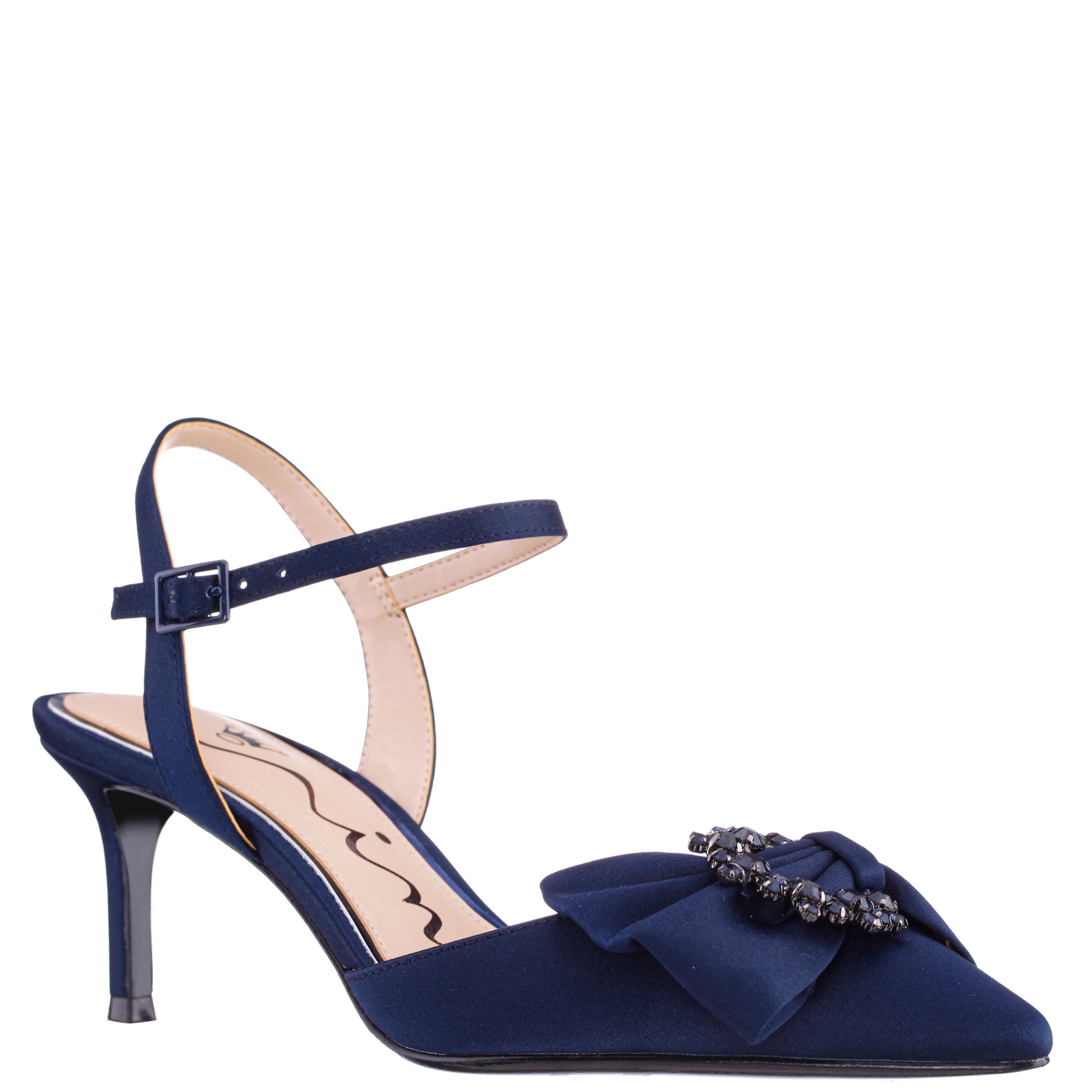 Nina Shoes Naomia Blue Satin Mid-Heel Pump