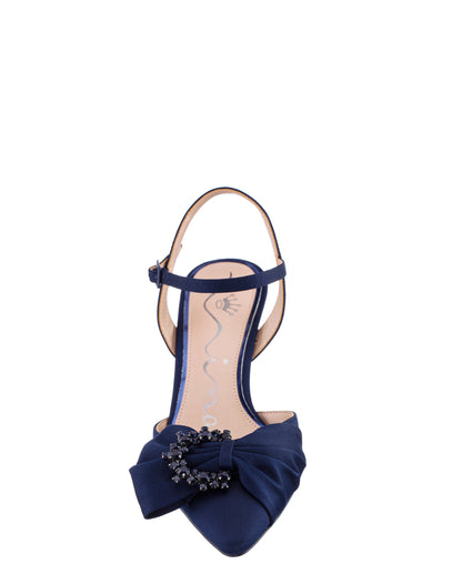 Nina Shoes Naomia Blue Satin Mid-Heel Pump