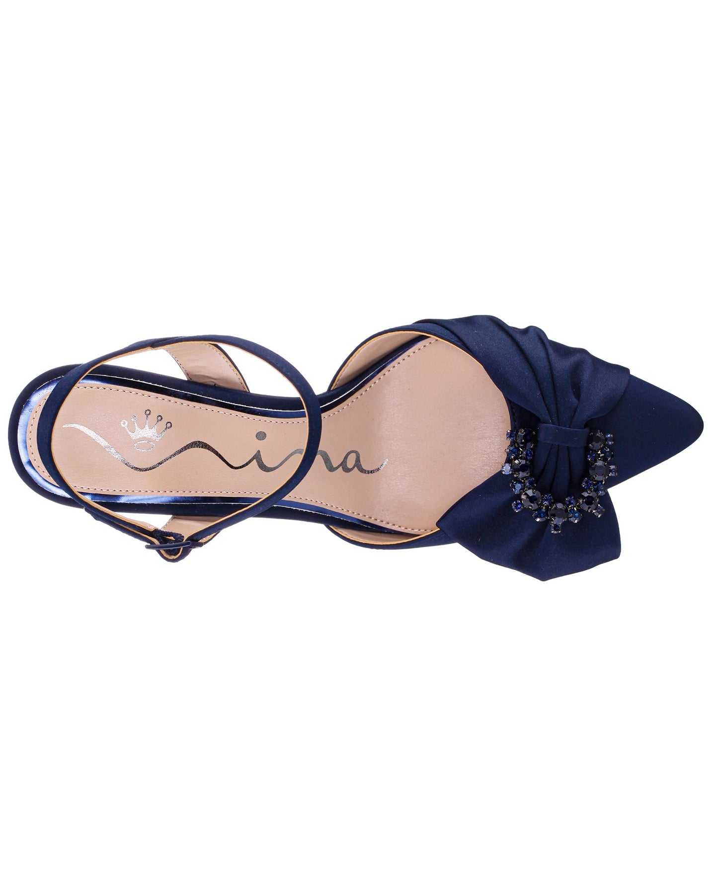 Nina Shoes Naomia Blue Satin Mid-Heel Pump