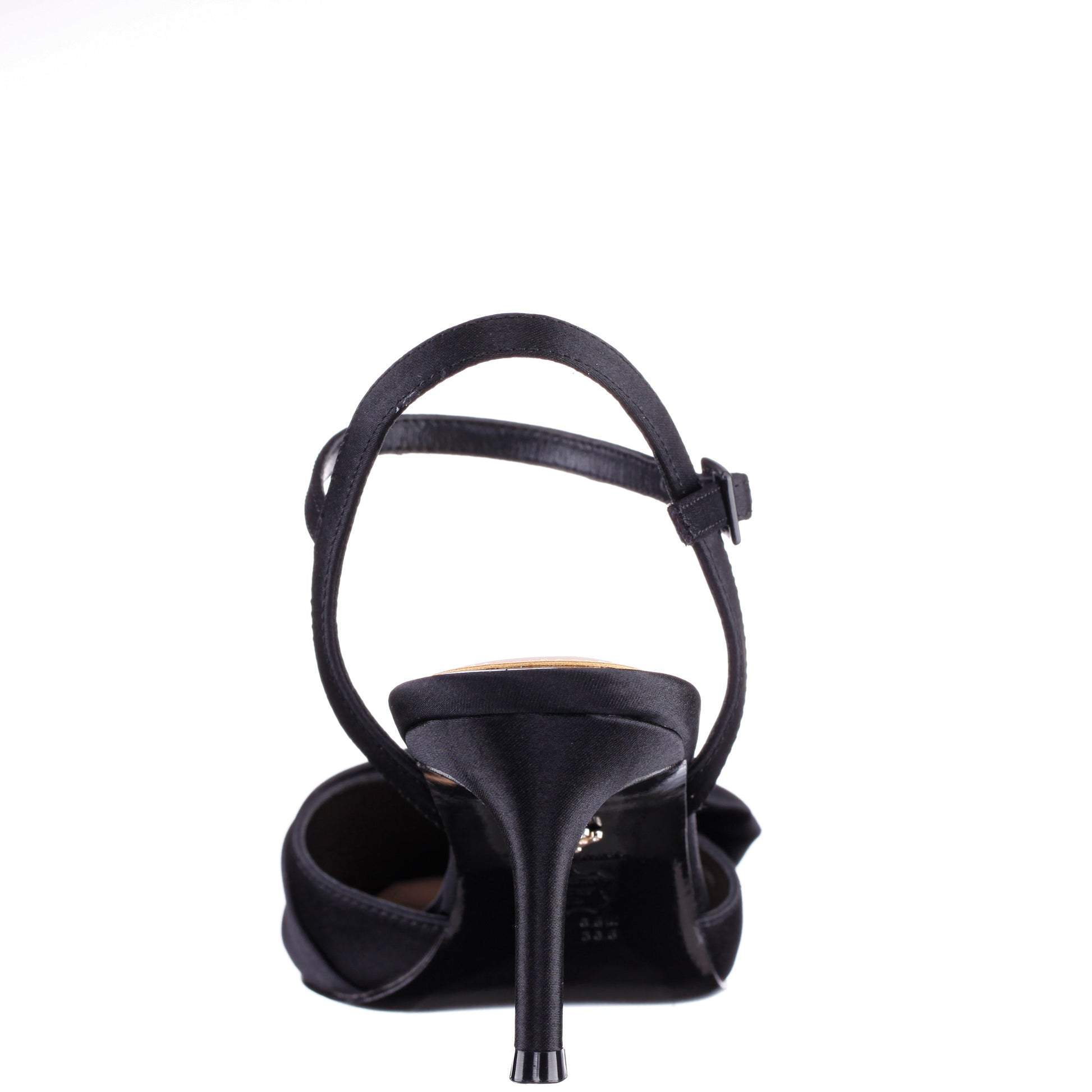 Nina Shoes Naomia Black Satin Mid-Heel Pump