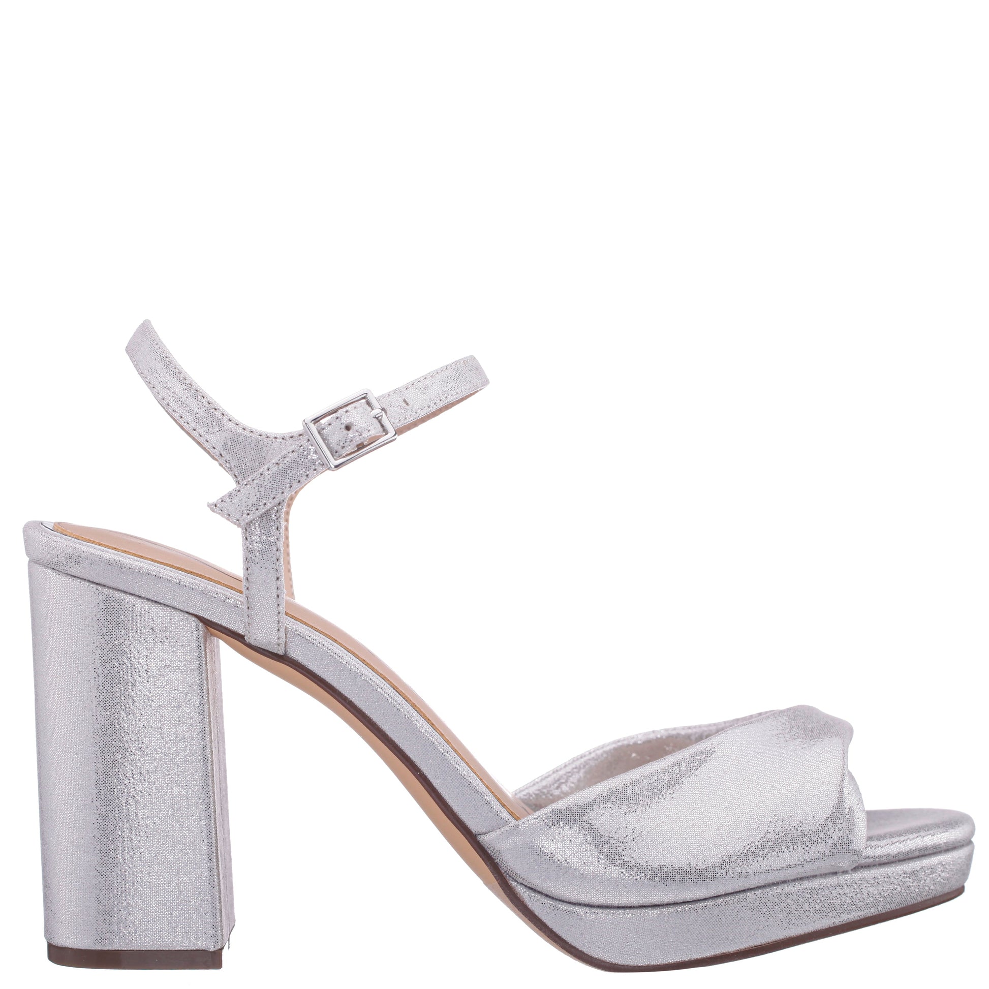 Nina Shoes Suzon SilverShimmer Metallic Mid-Heel Platform Sandal