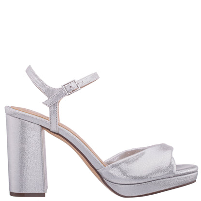 Nina Shoes Suzon SilverShimmer Metallic Mid-Heel Platform Sandal