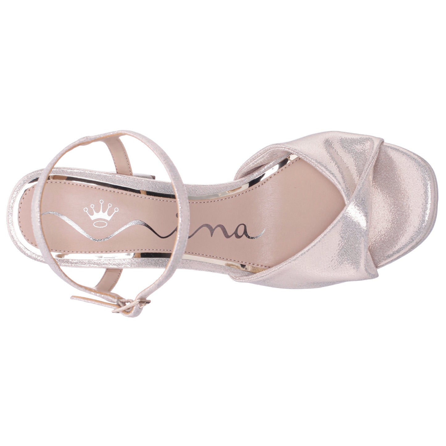 Nina Shoes Suzon Gold Shimmer Metallic Mid-Heel Platform Sandal