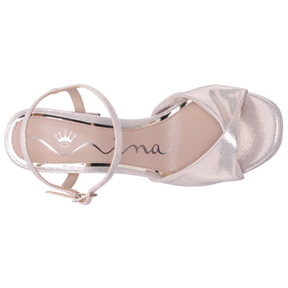 Nina Shoes Suzon Gold Shimmer Metallic Mid-Heel Platform Sandal