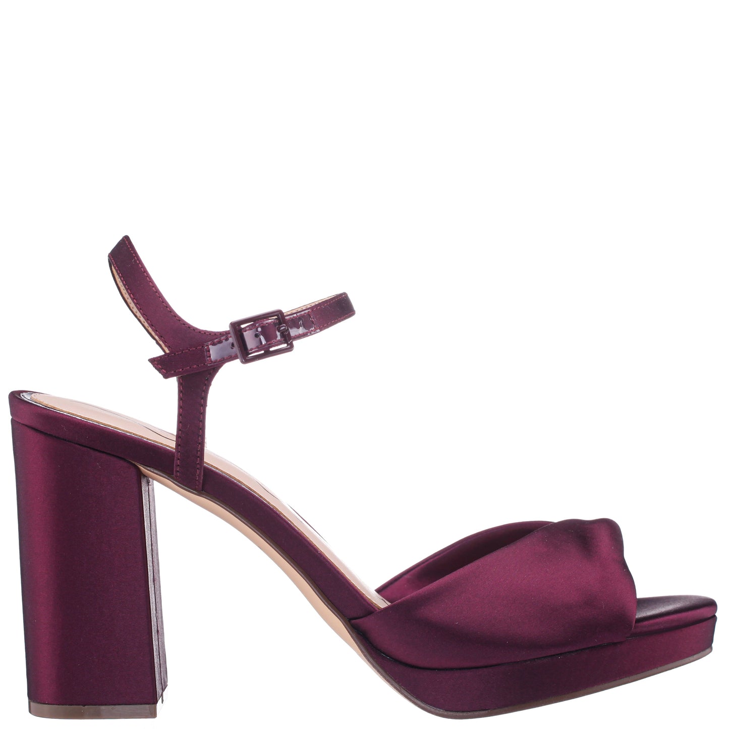 Nina Shoes Suzon Red Satin Block Mid-Heel Platform Sandal