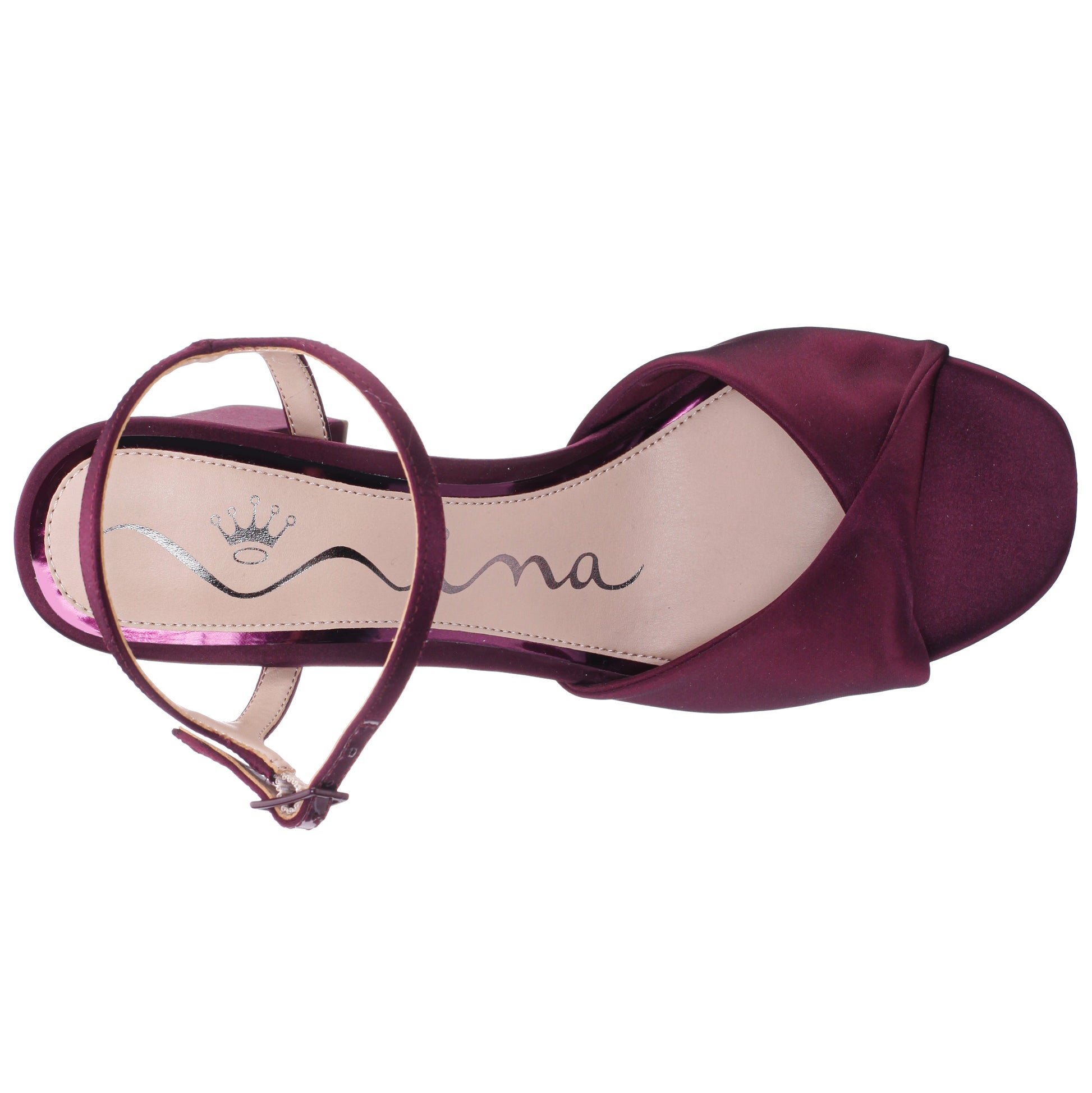 Nina Shoes Suzon Red Satin Block Mid-Heel Platform Sandal