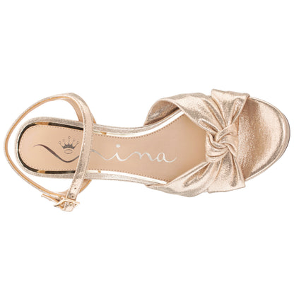Nina Shoes Floren Gold Sandal Mid-Heel Platform
