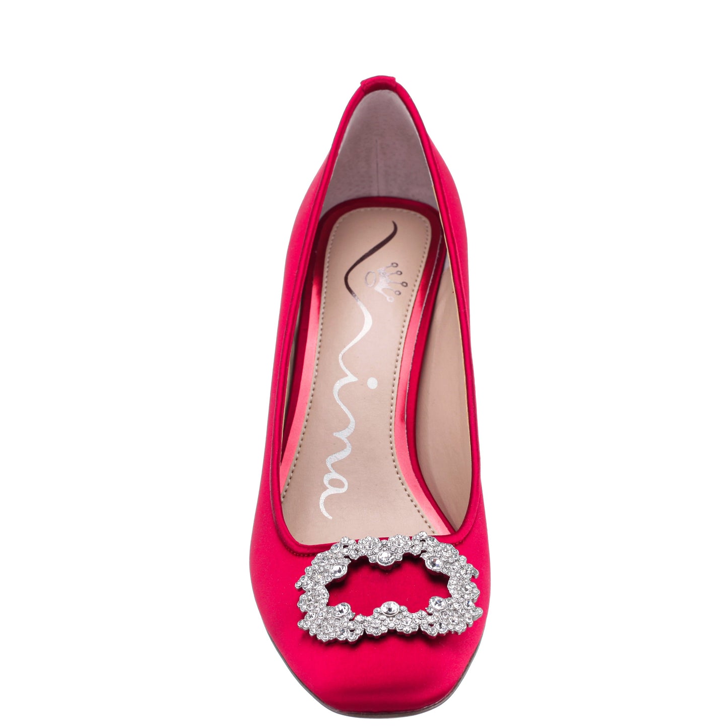 Nina Shoes Giovia Red Satin Block Heel Pump