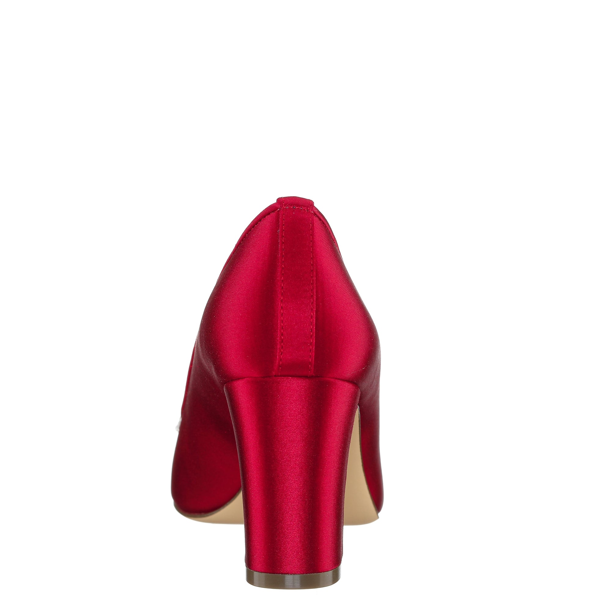 Nina Shoes Giovia Red Satin Block Heel Pump
