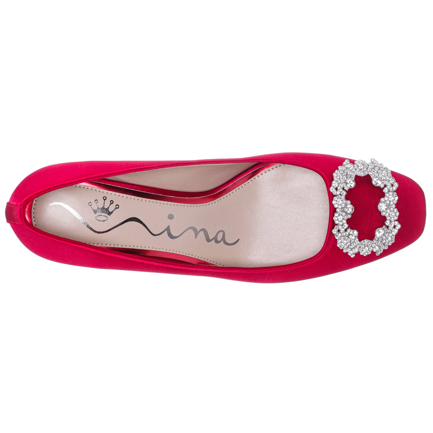 Nina Shoes Giovia Red Satin Block Heel Pump